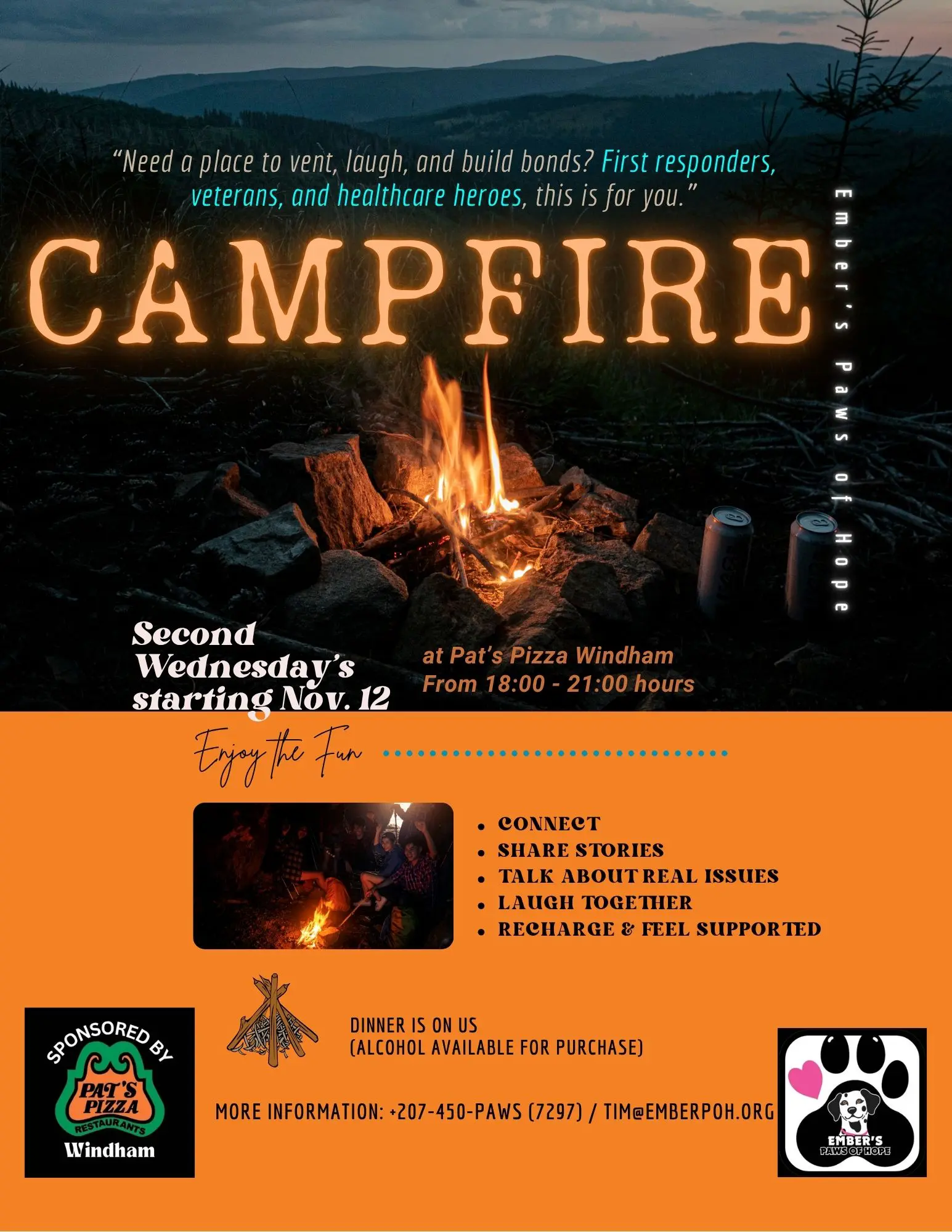 Campfire for first responders in Windham Maine