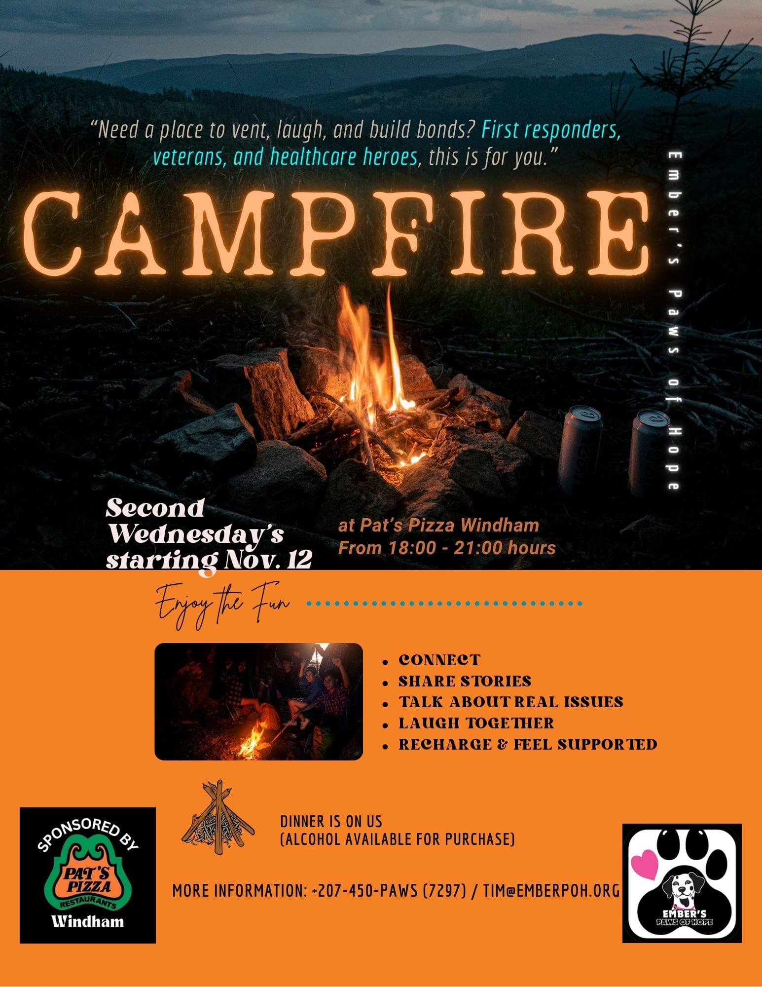 Campfire for first responders in Windham Maine